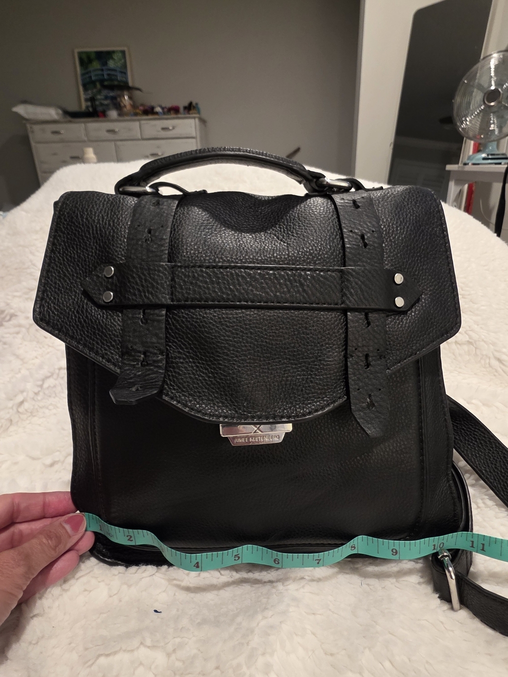 Aimee Kestenberg Black 100% Leather Backpack Pebbled Leather - Picture 13 of 13